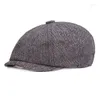 Berretti 1pc Stile Letterario Uomo Berretto Vintage A Spina di Pesce Gatsby Tweed Peaky Paraocchi Cappello Sboy Primavera Inverno Berretto con Visiera Piatto