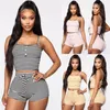 Trajes de mujer BKLD Sexy Conjunto de dos piezas Mujeres Correa de espagueti Crop Top Shorts Conjuntos Rayas Bodycon Trajes a juego Ropa de verano para