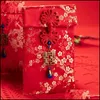 Opakowanie prezentów Wrap 2021 Urodziny ślubne parapet brocade jedwabny kieszonkowy kieszeń czerwony chiński styl rok koperty