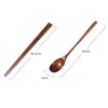 Dinnerware Sets Wooden Spoon Fork Bamboo Kitchen Cooking Utensil Tools Soup-Teaspoon Tableware Accessories Utensils