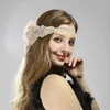 Ivory Feather Elastic Flapper Headband White Beaded & Silver Rhinestone Headband Bridal Fascinator Hats with Veil Wedding Hair Accessories