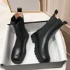Çizmeler Hakiki Deri 41 42 43 Lüks Chelsea Kadın Platformu Bayan Tıknaz Kış Ayakkabı Kısa Ayak Bileği Kalın Topuk tasarımcı J220923