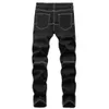 Men's Jeans Men's Black Slim Stretch Denim Jeans Spliced Patchwork Contrast Color Pants Streetwear Trousers T221102