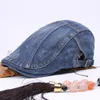 Basker solskydd enkelt basker hatt justerbar sp￤nne unisex jeans cap h￶st vinter snabb torr denim all-match mjuk