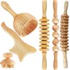 Full Body Massager Wooden Maderotherapy Back Roller Wheel Anticellulite Gua Sha Tools Kit For Reductive 221101