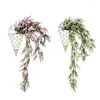 Flores decorativas colgantes colgantes de pl￡stico vid de lavanda plantas falsas decoraci￳n de la fiesta simulaci￳n cesta de pared flor de lavanda