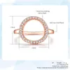 Cluster-Ringe Ästhetischer Kreis für Frauen Rose Gold Farbe aushöhlen eingelegter Zirkon Damenring Kpop Zubehör Modeschmuck R843
