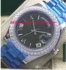 贅沢な時計ローマの大きなダイヤモンドベゼルブラック/ブルー/グリーンダイヤルチェスト41mmオートマチックファッションメンズウォッチ腕時計