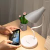 Tischlampen Wiederaufladbare LED-Schreibtischlampe 3 Farben Beleuchtung Touch-Schalter Augengeschütztes flexibles Leselicht für Schlafzimmer Nachttischlampen