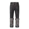 High Street jeans heren broek patchwork vintage heren Jean rechte moto biker denim broek