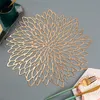 Rose Gold Round Hollow Table Mats Non-Slip Washable PVC Table Pads Outdoor Indoor Placemats for Dining Wedding Holiday Party