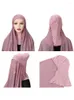 Etnisk klädhals täcker hijab halsduk med mössa bifogade chiffong headwrap muslimska mode kvinnor slöja turban underscarf islamiska damer