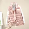 Gilet da donna Gilet femminile lucido senza lavaggio in cotone autunno inverno gilet addensato allentato colletto alla coreana tutto-fiammifero da donna