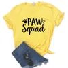Paw Squad Dog Cat Print Tops Women Hipster Funny T-shirt Lady Yong Girl 6 Color Top