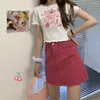 Skirts Summer 2022 Fashion Korean Version Was Thin Bag Hip Skirt Female Red A-line High Waist Denim