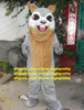 Cute grigio grigio Bobac Tarabagane Sisel mascotte Costume Carattere di cartone animato Mascotte Adult Face Smiling Face Grey Blow No.ZZ2030