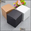 Gift Wrap Gift Wrap 10Pcs White Kraft Paper Boxes Black/Brown Packing Box Square Cardboard Present Handmade Soap Packaging 4 Size1 D Dh65B