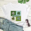 Счастливая футболка красочная футболка Shamrock Graphic Day St. Patricks Day Tee Женщины модные