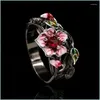 Cluster Rings Cluster Rings Exquisite Womens Jewelry Red Flower 925 Sier Ring Creative Elegant Attend Banquet Wedding Ringcluster Br Dholy