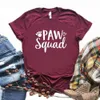 Paw Squad Dog Cat Print Tops Women Hipster Funny T-shirt Lady Yong Girl 6 Color Top