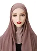 Etnisk klädhals täcker hijab halsduk med mössa bifogade chiffong headwrap muslimska mode kvinnor slöja turban underscarf islamiska damer