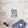 Inspirująca damska feministyczna koszulka dziewczyna t koszule moc dla niej znają swoją wartość