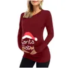 Sleep Lounge Christmas Womens Maternity T Shirt Graviditet Casual Long Sleeve Letter Print T Shirt Tunic Top Dress Vetement Maternite 221101