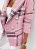 Damespakken Blazers Women Plaid Autumn Winter Blazers Jackets Work Office Lady Suit Slim Business Female Double Breasted Blazer Coat Talever Spring T221027