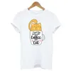 A Good Day Start Tops Womens T-shirt With Coffee And Cat Harajuku Shirt Casual T