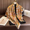 Sarongs Fashion Hijab Twill Silk Square Scarf Women Luxury 90 cm Bandana Muslim pannband Kvinnliga halsduk Wrap Foulard 2022 Ny P230403