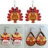 Thanksgiving Turkey Dangle Earring Sunflower Wooden Pumpkin Maple Leaf Earrings for Women Girls Jewelry