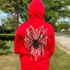 Heren Hoodies Sweatshirts Red Volledig Zip Hoodie Sweatshirt Grappige Spider Web Print Hip Hop Aesthetics Y2K O Kleding Hoodie Streetwear Vintage Street Sty 1011H2222