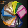 キーチェーンロット100pcs 12color DIY IDカードクレジットホルダーPUビジネスバッジ混合色