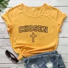 Camisetas cruzadas elegidas, camisas cristianas, camiseta de fe religiosa, camiseta informal de moda para mujer