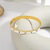 Bangle Greatera White Enamel Colorful Cubic Zirconia Stainless Steel Bracelets For Women Gold Color Metal Bracelet Jewelry 2022