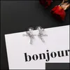 Stud Stud Korea Fashion Simple Zircon Bow Earrings Sweet Short Hair 925 Sier Pin Earring For Women Ear Jewelry Drop Delivery 2022 Dhgyw