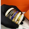 Classic Design Colour Pattern Enamel Bangle Bracelet Narrow 8mm Stainless Steel High Version Oval-Shape Bangles Bracelets For Women Girls Gift