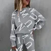 Women's Two Piece Pants Autumn Spring Casual Outfit Tracksuit Letters Print Long Sleeve Top Pant Suits Women Pullover For Sports 2 Pieces