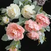 Decorative Flowers 1 Bundle Silk Peony Macarone Artificial For Home Decor Christmas Fake Flower Bouquet Wedding Party Decorations Indoor