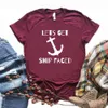 Lets Get Ship Faced Print Womens T Shirt Women Casual Funny For Yong Lady Girl Top