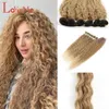 Hårstycken afro kinky Curly Red Synthetic 613 Bunds med stängning Brown Water Natural Soft Brasilian Weaving Extension 221103