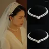 Choker Retro Double-Layer Pearl Diamond Hepburn Adjustable Neck Necklace For Women Bridal Wedding Accessories Luxury Jewelry Gift