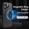 İPhone 14 için karbon fiber manyetik telefon kasaları artı 13 12 Pro Maks Lens Film PC Cilt Kapağı Anti-Fall Sert Kabuk Şok geçirmez