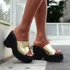 Zapatillas zapatillas para mujeres sandalias de moda buceta de pescado hueco mujer resbalada en cuñas de mujer calzado femenino