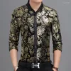 Chemises décontractées pour hommes Style chinois bronzant fleur motif mode chemise à manches longues printemps 2022 qualité Pluche doux confortable hommes M-XXXL