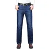 Jeans para hombres Invierno Negocios Casual Peluche Hombres sueltos Pantalones rectos gruesos grandes térmicos azules para hombres 2022