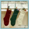 Christmas Decorations 46Cm Knitting Christmas Stockings Xmas Tree Decorations Solid Color Children Kids Gifts Candy Bags Zza Fast Sh Dhpj0