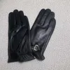 100% gants en peau de mouton et laine doublé téléphone portable écran tactile cuir mitaines hiver froid chaud gants à cinq doigts