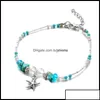 Ankiety Anklety biżuteria Czech Starfish Pendant for Women Girls Crystal Bead Bransoletka na nogach Summer Beach Gifts Drop Oteue