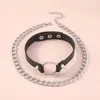 Choker 2022 Emo Spike Punk Collar Kvinnliga kvinnor Män Black Leather Studded Nitets Chocker Halsband Goth smycken Gotiska tillbehör